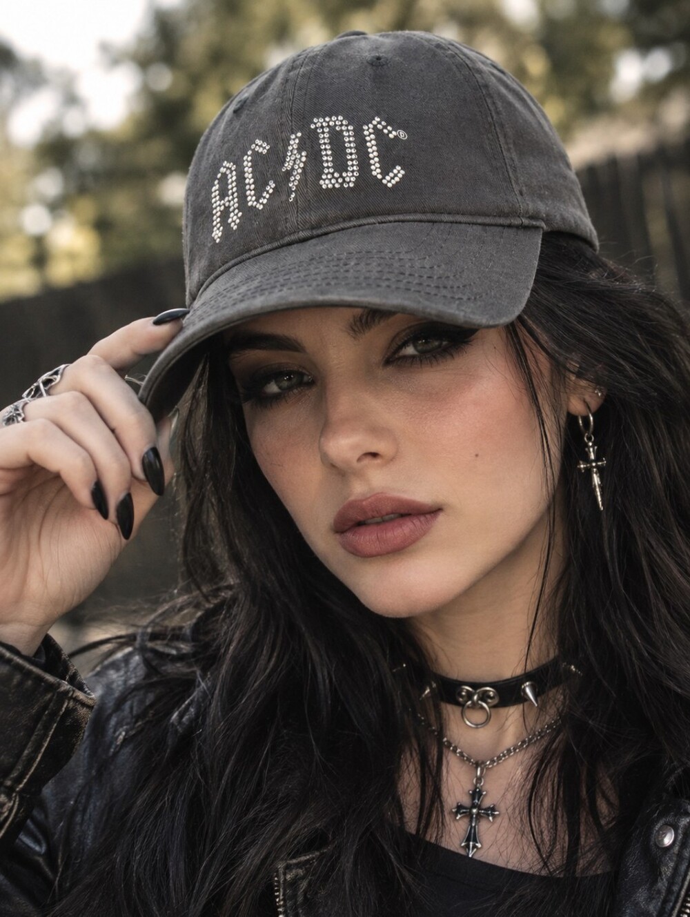 NEW AC/DC Charcoal Baseball Cap with Rhinestone Logo
